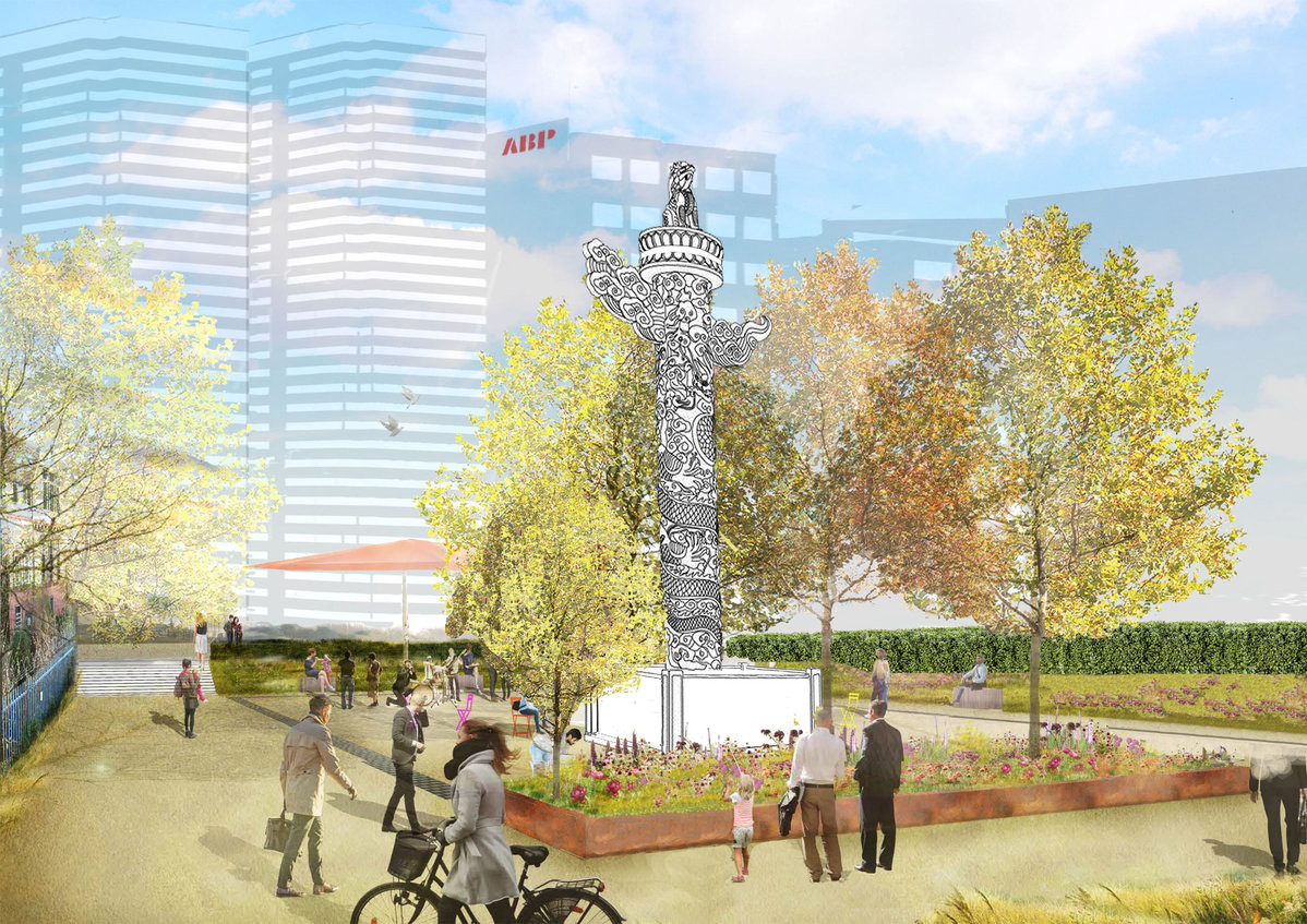 Artist's impression of the project to create a memorial for the Chinese Labour Corps in London