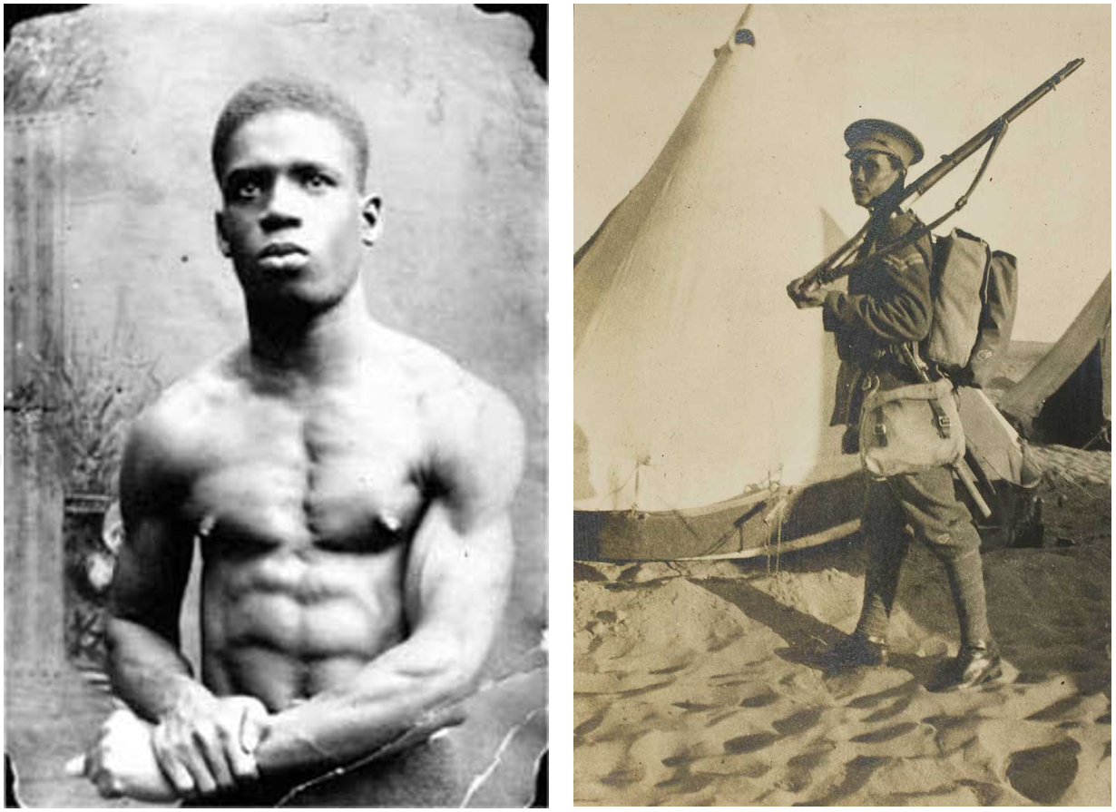 Two black and white photographs showing individual BWIR soldiers
