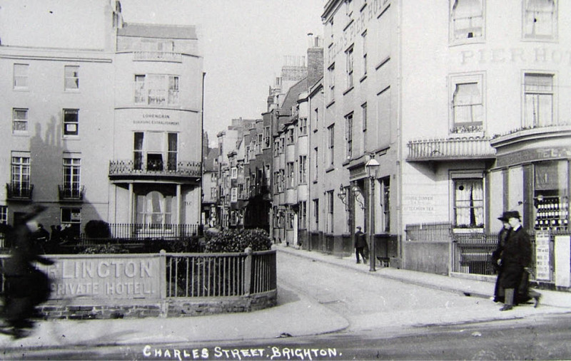 Black and white photograph of Charles Street taken around 1920.