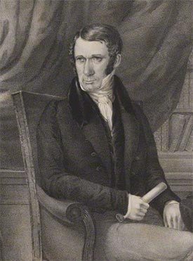 Etching of George Faithfull, seated and wearing a dark jacket