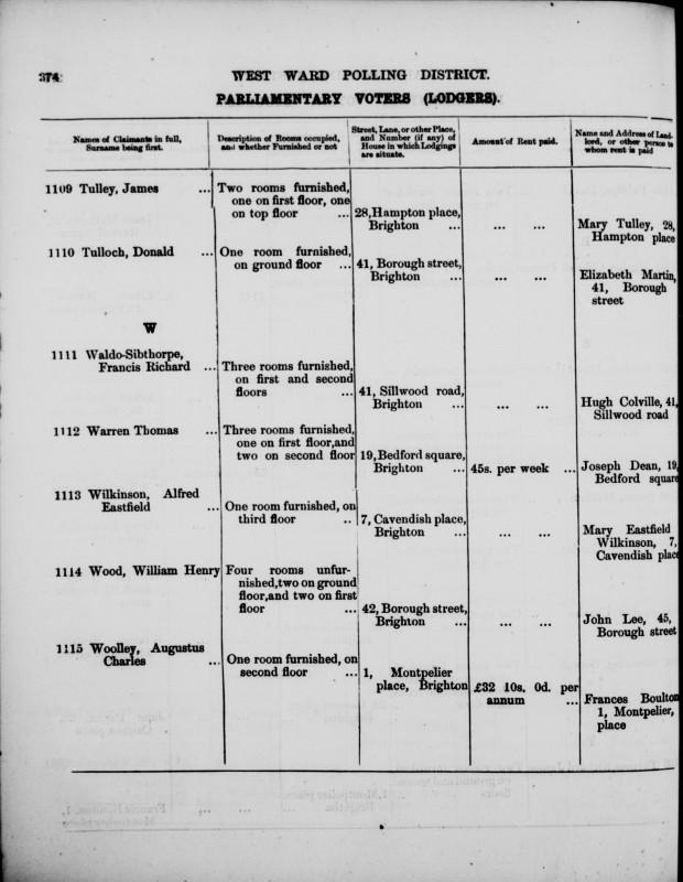 Electoral register data for William Henry Wood