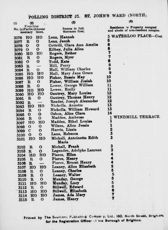 Electoral register data for Antoinette Edith Marie Michell
