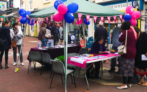 Volunteers working at our Heritage Open Days gazebo in Brighton town centre